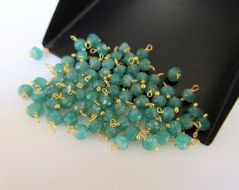 25 pcs Emerald Rondelle Beads, 3mm Faceted Rondelles, Wire Wrapped Gemstone Beads, Jewelry Hangings, SKU-JH4