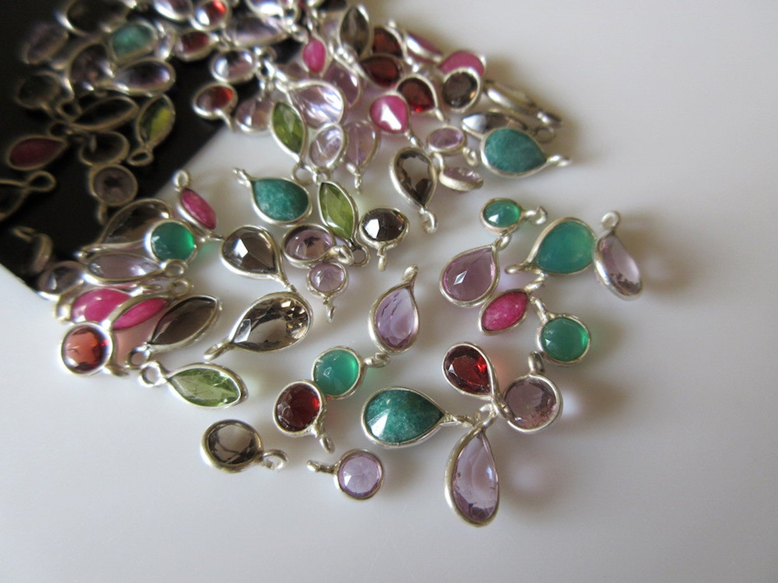 20 Pieces Multi Gemstone Cabochon Connectors 925 Sterling Etsy