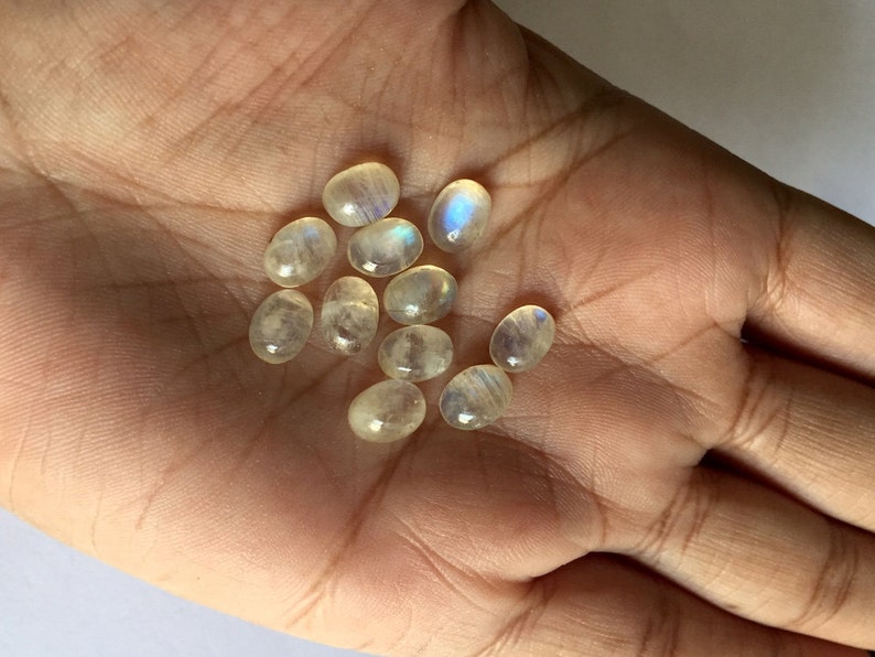 12 Pieces Rainbow Moonstone Oval Cabochons Loose Cabochon Moonstone Cabochon SKU-MS8 Calibrated 6x8mm