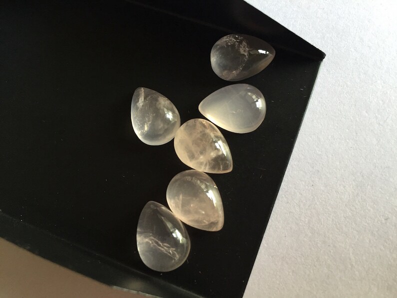 Loose Gemstone Cabochons SKU-Rq7 Rose Quartz Pear Flat Back Cabochon 25 Pieces Rose Quartz Cabochon 13x10mm Each