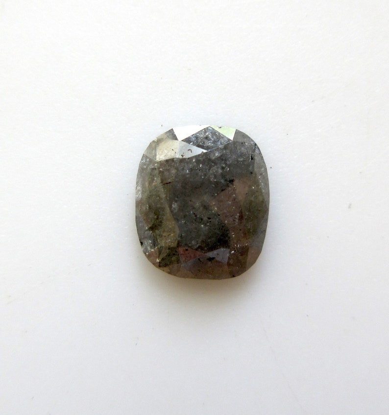DDS6131 Faceted Diamond Rose Cut For Ring Huge 9.2mm2.10CTW GreyBlack Cushion Shaped Salt And Pepper Rose Cut Diamond Loose Cabochon