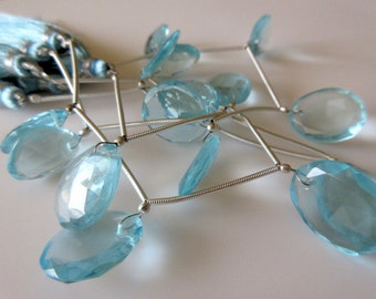 5 sztuk 15 mm do 18 mm każdy Hydro Quartz Blue Topaz Color Rose Cut Front Drilled Faceted Flat Back Loose Cabochons SKU-RR6/1