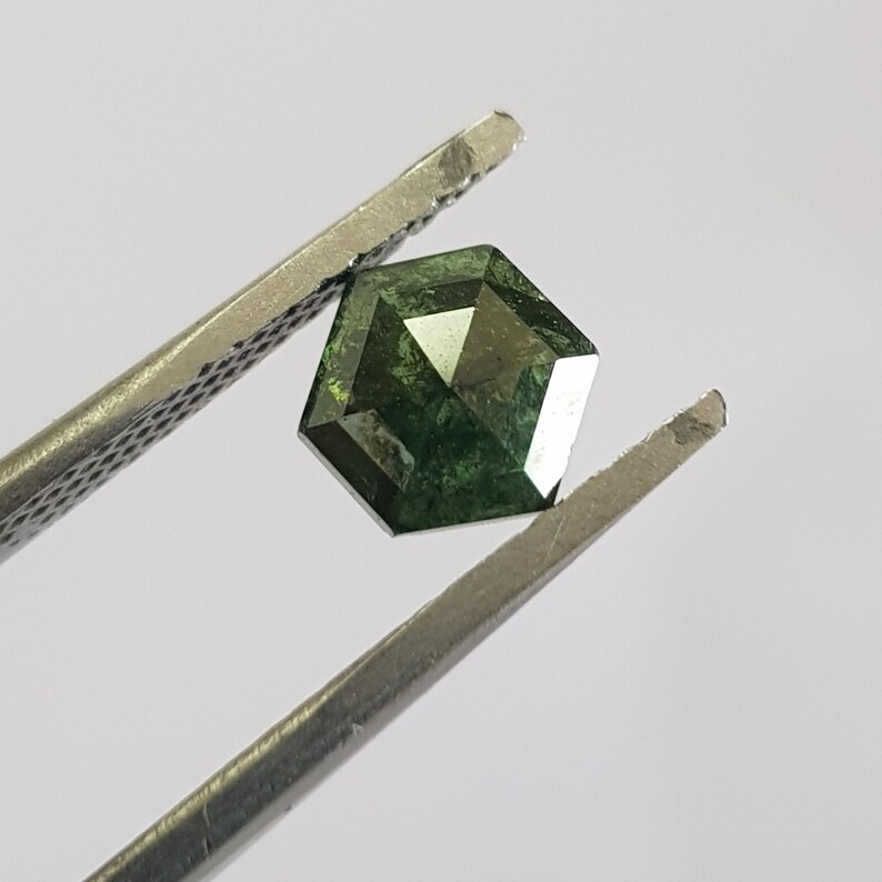 1,02 karat/6,6 mm klarblå fancy hexagon sköldformad rosenslipad diamant lös, fasetterad rosenslipad lös diamant cabochon för smycken, DDS728/7 bild 6