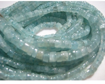 Aquamarine Rondelle Beads - Aquamarine Plain Tyre Rondelles - 4.5mm To 5mm Each - 13 Inch Strand