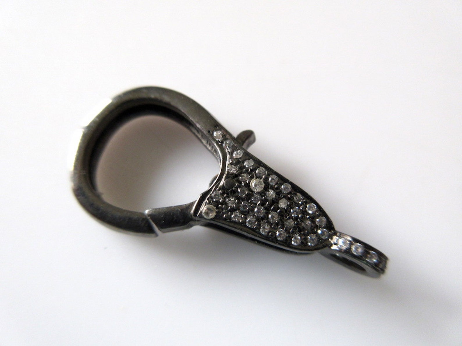 1pc Sterling Silver Diamond Lobster Clasp With Cubic Zirconia Etsy