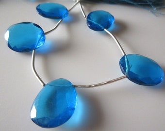 5 sztuk 15 mm do 18 mm Hydro Quartz Swiss Blue Topaz Kolor Boczne wiercone fasetowane płaskie tylne Rose Cut Luźne kaboszony RR14/1
