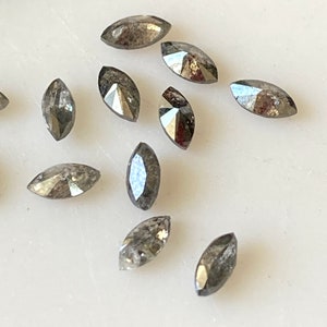 Winziger 4x2mm Salz und Pfeffer Marquise Diamant, Weiß Schwarz Natur Melee Marquise Akzent Diamant für Schmuck, 2Stk/6Stk, DDS680/3