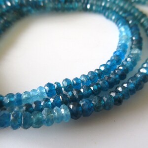 Natural Blue Apatite Rondelle Beads, 4mm Faceted Rondelles, Shaded Multi Color Apatite Beads, 13 Inch Strand, GFJ511