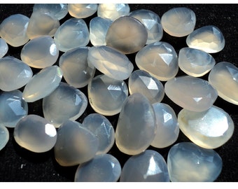 11 Pieces 20mm To 14mm Each Chalcedony Rose Cut Flat Grey Color Loose Cabochons RS9