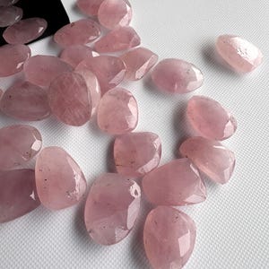 6 Pieces 14mm To 17mm Each Rose Quartz Pink Color Rose Cut Flat Loose Cabochons, Natural Rose Quartz Rose Cut Gemstones loose, RS24 image 5
