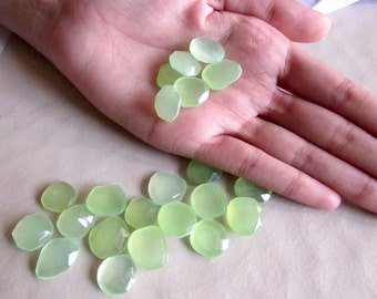 5 Pieces 14mm To 16mm Each Green Chalcedony Rose Cut Flat Back Loose Cabochons RS32