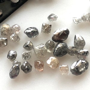 10 Pieces Salt And Pepper Clear Black White Champagne Brown Raw Rough Uncut Diamonds, 2mm To 3mm/1mm To 2mm Smooth Diamonds Loose, DDS582