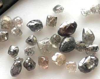 10 diamantes en bruto, sin tallar, de color sal y pimienta, transparentes, negros, blancos y marrones champán, de 2 a 3 mm y de 1 a 2 mm, lisos y sueltos, DDS582