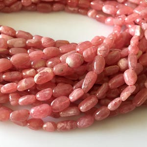 Natural Pink Rhodochrosite Tumble Beads, Rhodochrosite Smooth Tumbles, 7mm To 10mm, 16 Inch Strand, GDS801