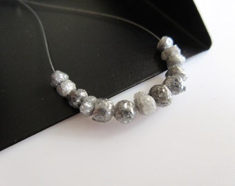 13 cuentas de diamante natural en bruto, redondas o redondas, de 4 mm a 5 mm, color gris natural, SKU-DD237