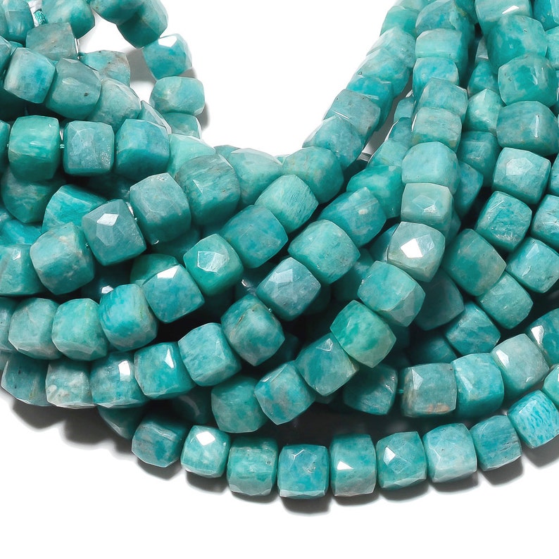 Amazonite Beads Faceted Box Beads Gemstone Beads 8mm Beads Etsy