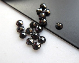 6  Pieces 3mm Black Rose Cut Diamond Cabochon, Loose Black Faceted Diamond Rose Cut, Rose Cut Diamond Ring