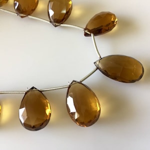 Natural AAA Lemon Quartz Faceted Pear Shaped Briolette Beads, 13 Pieces Huge 15mm To 19mm AAA Beer Quartz Beads, Gds790