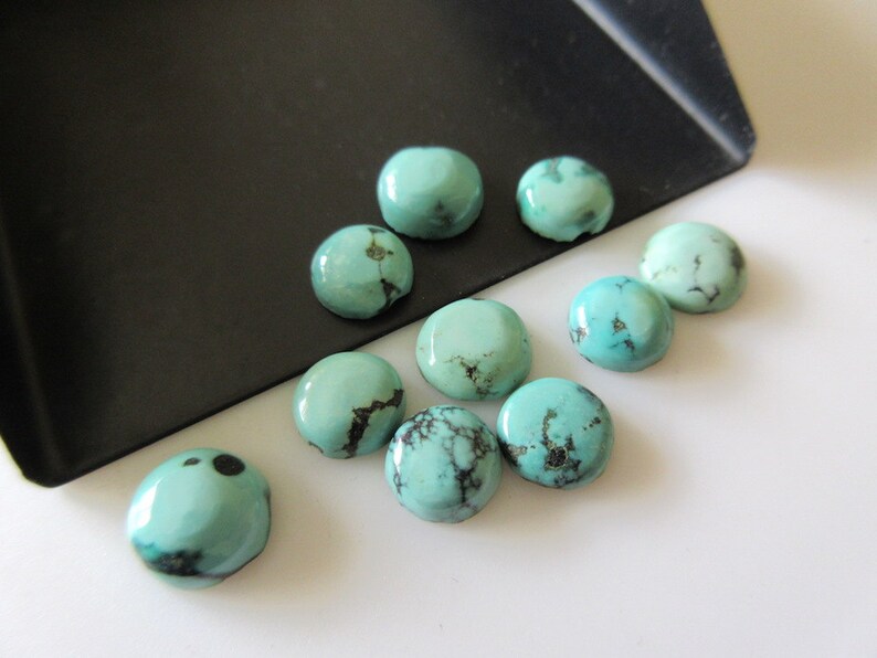 10 Pcs 100/% Natural Tibetan Turquoise Cabochons Wholesale Calibrated Round Turquoise Gemstone 7mm Each SKU-Cl9219