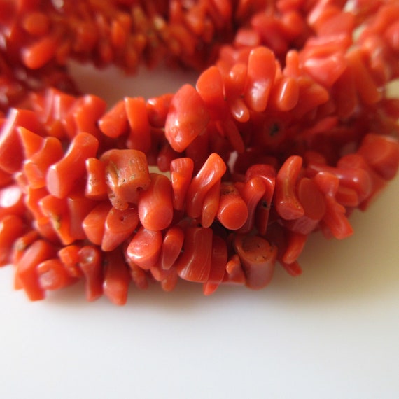 Natural Coral Chips Original Italian Red Coral Uncut Beads | Etsy