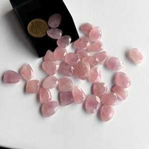 6 Pieces 14mm To 17mm Each Rose Quartz Pink Color Rose Cut Flat Loose Cabochons, Natural Rose Quartz Rose Cut Gemstones loose, RS24 image 10