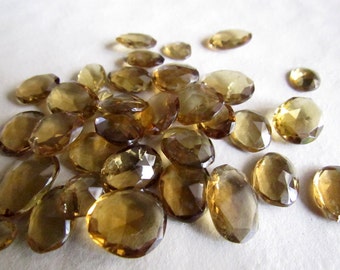 6 Pieces 14mm To 16mm Each Beer Quartz Faceted Rose Cut Flat Lime Green Color Loose Cabochons SKU-RS33