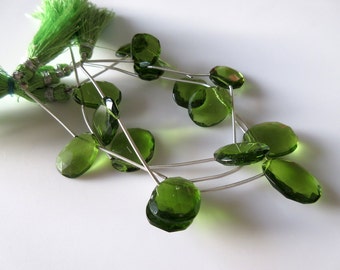 5 Pieces 15mm to 18mm Each Peridot Color Hydro Quartz Rose Cut Side Drilled Faceted Flat Back Cabochons RR19/1