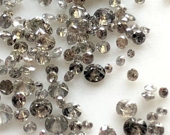 10 Pieces Tiny 1mm To 2mm/2mm To 3mm Round Brilliant Cut Salt And Pepper Diamond Loose, Natural Grey Black Faceted Diamonds, DDS581/1