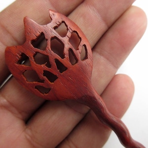 5 Pieces Red Teak Wood Hand Carved Hair Fork, Natural Wood Hair Stick, Handmade 1 Prong Hair Fork, Wooden Hair Accessories, GDS1042/24