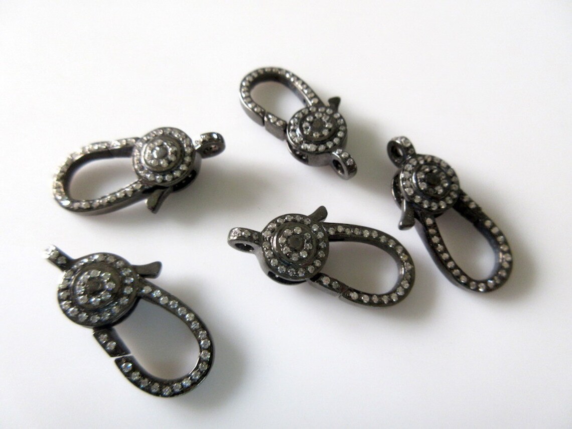 1pc Sterling Silver Antique Finish Diamond Lobster Clasp With Etsy