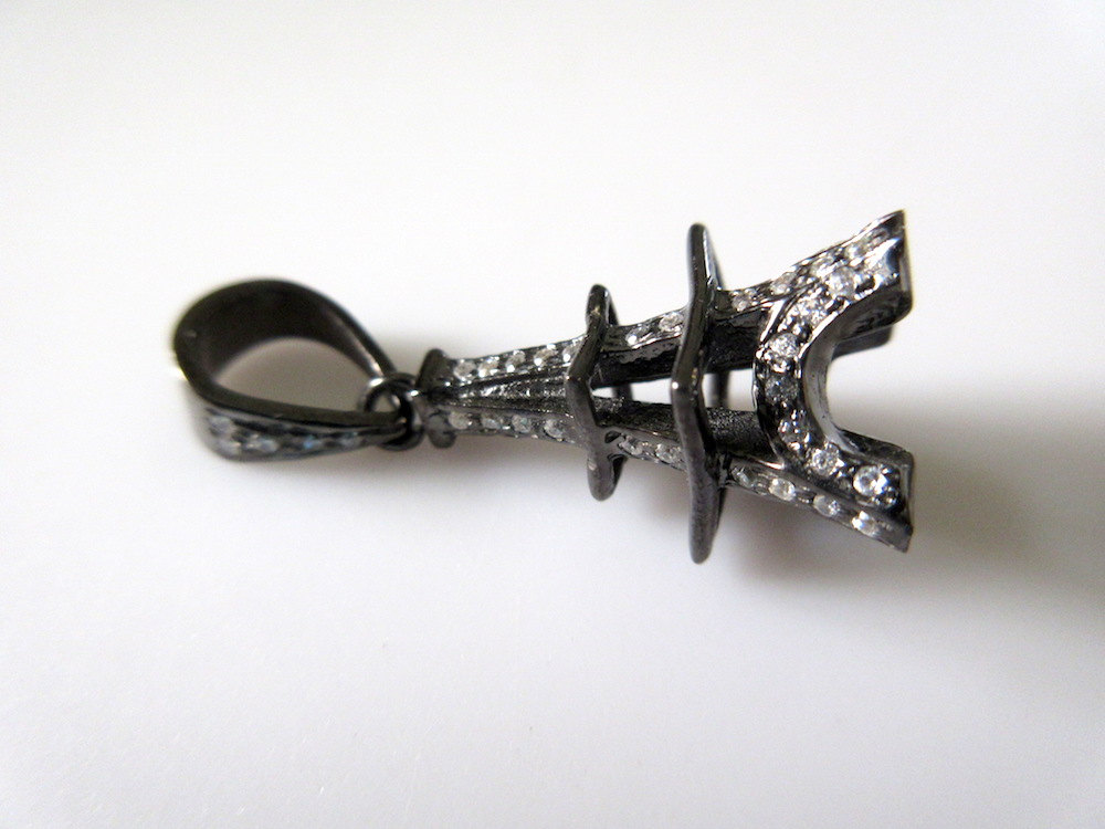 Eiffel Tower Charm With Cubic Zirconia - 925 Sterling Silver Dangle Charm For Bracelets & Necklaces