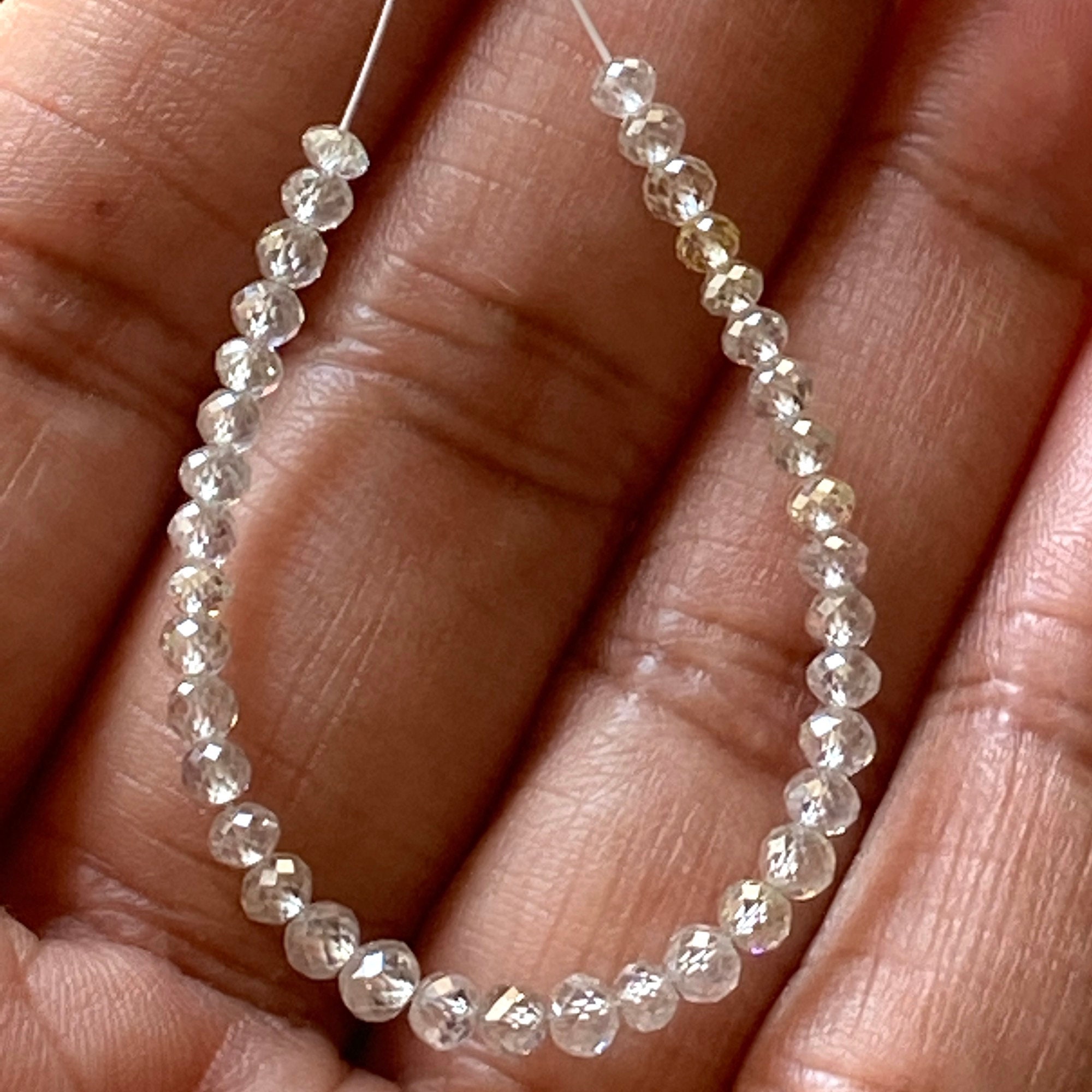 6 Beads 2.8mm to 3mm Rare Natural Clear White Diamond Faceted  Rondelle/round Beads, Clear White Diamond Beads, DDS708/1 