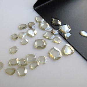 5 Pieces White Moissanite Rose Cut Flat Back Cabochon Slice 5mm To 7mm SKU-MO3