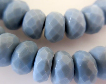 Blue Opal Rondelle Beads, Natural Blue Opal Beads, Peruvian Opal Beads, 7mm Blue Opal Faceted Rondelle Beads, 16 Inch/8 Inch Strand, GDS1273