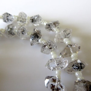10mm To 11mm Centre Side Drilled Herkimer Diamond Nugget, Raw Herkimer Diamond Tumble Beads, 12 Inch Strand, GDS743