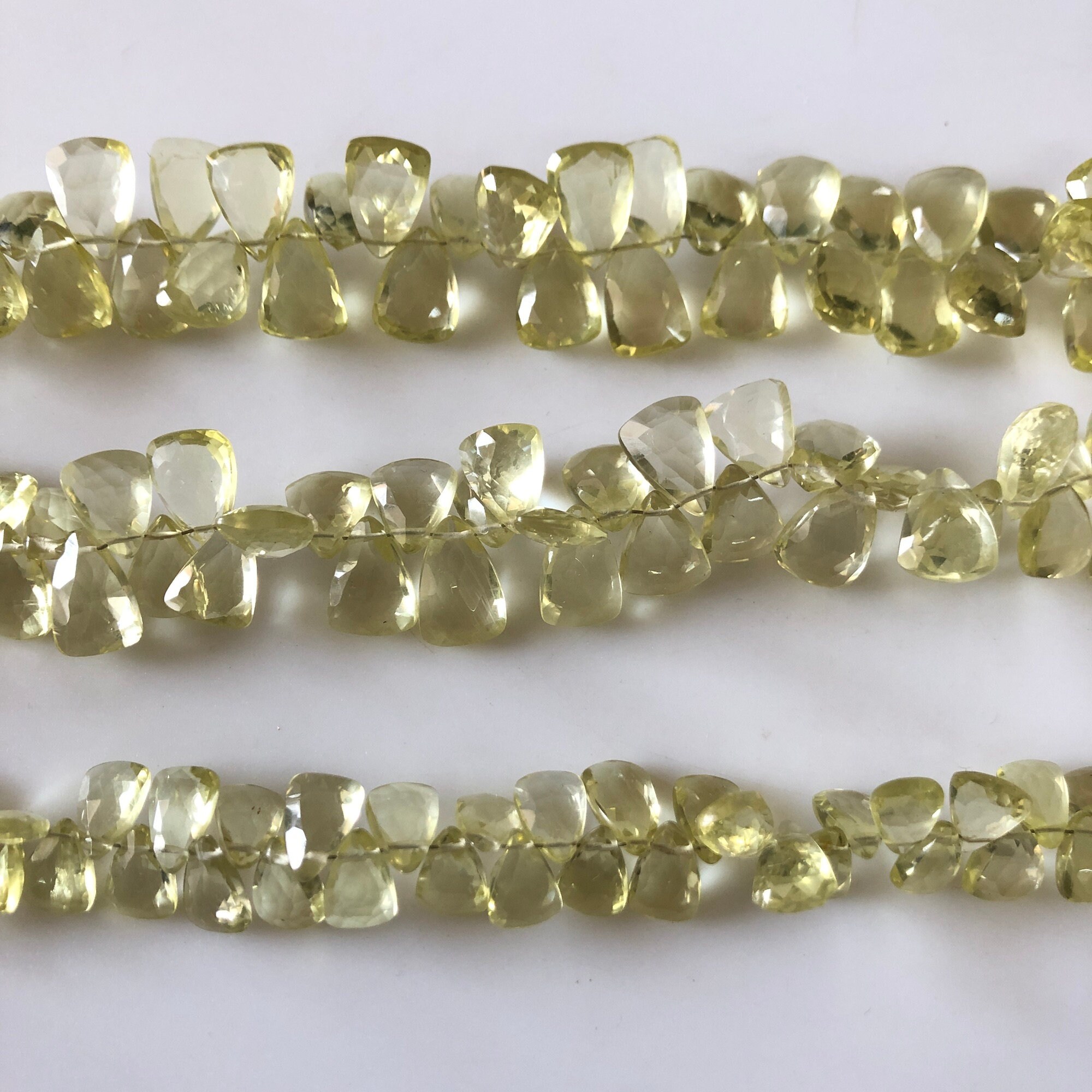 10 mm ～ 13 mm ファセット天然レモンクォーツ サイドドリル