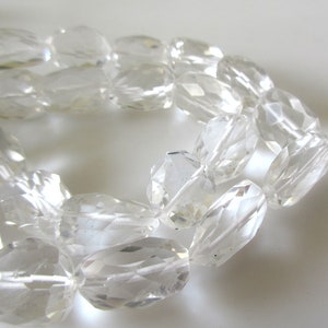 AAA Crystal Quartz Faceted Tumbles, Natural Rock Crystal Quartz Crystal Beads, 13-16mm/18-20mm Loose Crystal Beads, 13 Inch Strand, GDS1105