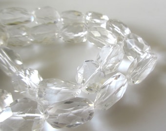 AAA Crystal Quartz Faceted Tumbles, Natural Rock Crystal Quartz Crystal Beads, 16-18mm/18-20mm Loose Crystal Beads, 13 Inch Strand, GDS1105