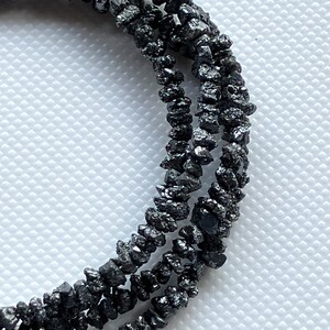 2mm To 3mm Black Raw Rough Uncut Diamond Beads Loose, Heated Black Conflict Free Diamond Sold As 8 Inch/16 Inch/5 Strands, DDS773/18