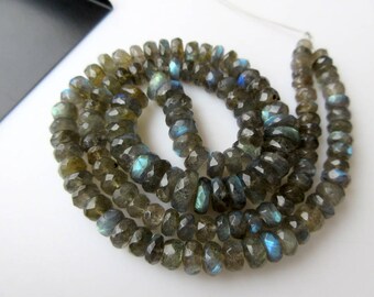 4mm To 9mm Faceted Labradorite Rondelle Beads, Blue Fire Gem Stone, Labradorite Gemstone Beads, 18 Inch Full Strand, GDS872