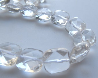 Natural Rock Crystal Quartz Faceted Clear Square Beads 12mm approx. 14 inches approx. Strand, GDS1395