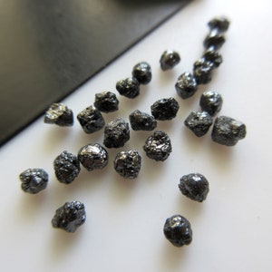 2 Pieces 4mm Heated Black Natural Rough Round Diamonds Loose, Black Raw diamonds For Ring Earring, Easy To Set Loose Black Diamond, DDS602/4