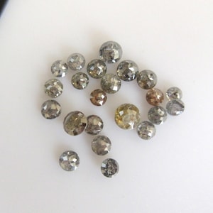 Juego de 5, 2,5 mm a 4 mm sal y pimienta rosa talla diamante suelto, gris natural negro facetado plano espalda diamante corte rosa, DDS496/10