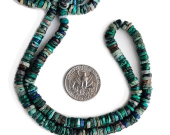 Cuentas redondas de crisocola natural, de 6-7 mm, color turquesa, forma de neumático, cuentas de piedras preciosas lisas para la elaboración de joyas – Hilo de 40,6 cm (16 pulgadas), GDE69