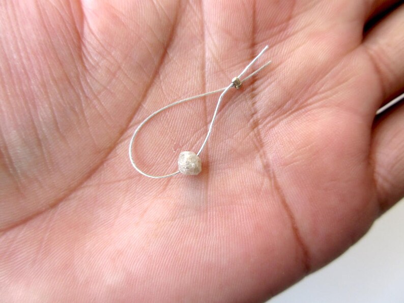 White Raw Uncut Diamond DDS51119 5mm Approx 1 Piece Natural White Grey Rough Diamond Drilled 1mm Large hole Diamond Bead