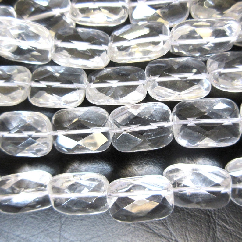 Crystal Quartz Faceted Rectangle Beads Natural Rock Quartz Etsy