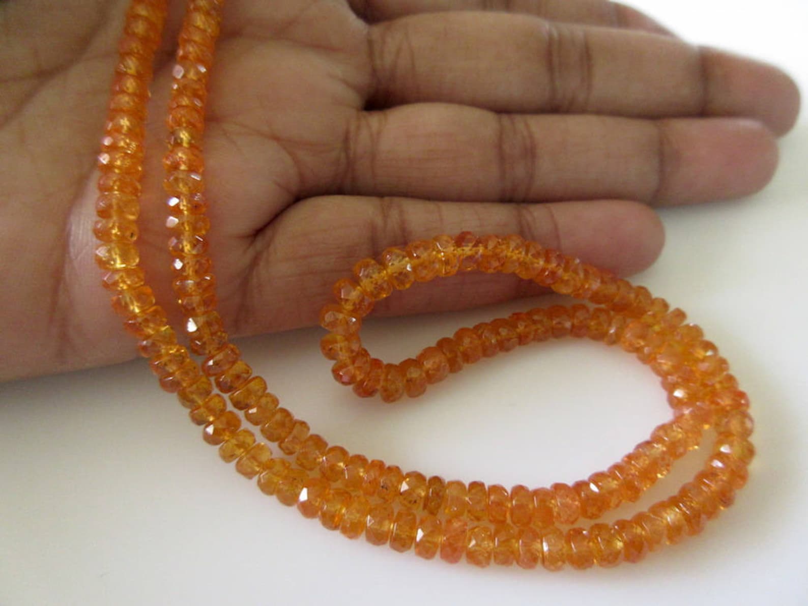1 AAA Spessarite Garnet 5-6mm Faceted Roundel Bead 7467 main image 1