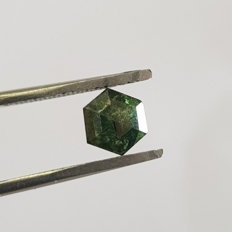 1,02 karat/6,6 mm klarblå fancy hexagon sköldformad rosenslipad diamant lös, fasetterad rosenslipad lös diamant cabochon för smycken, DDS728/7 bild 2