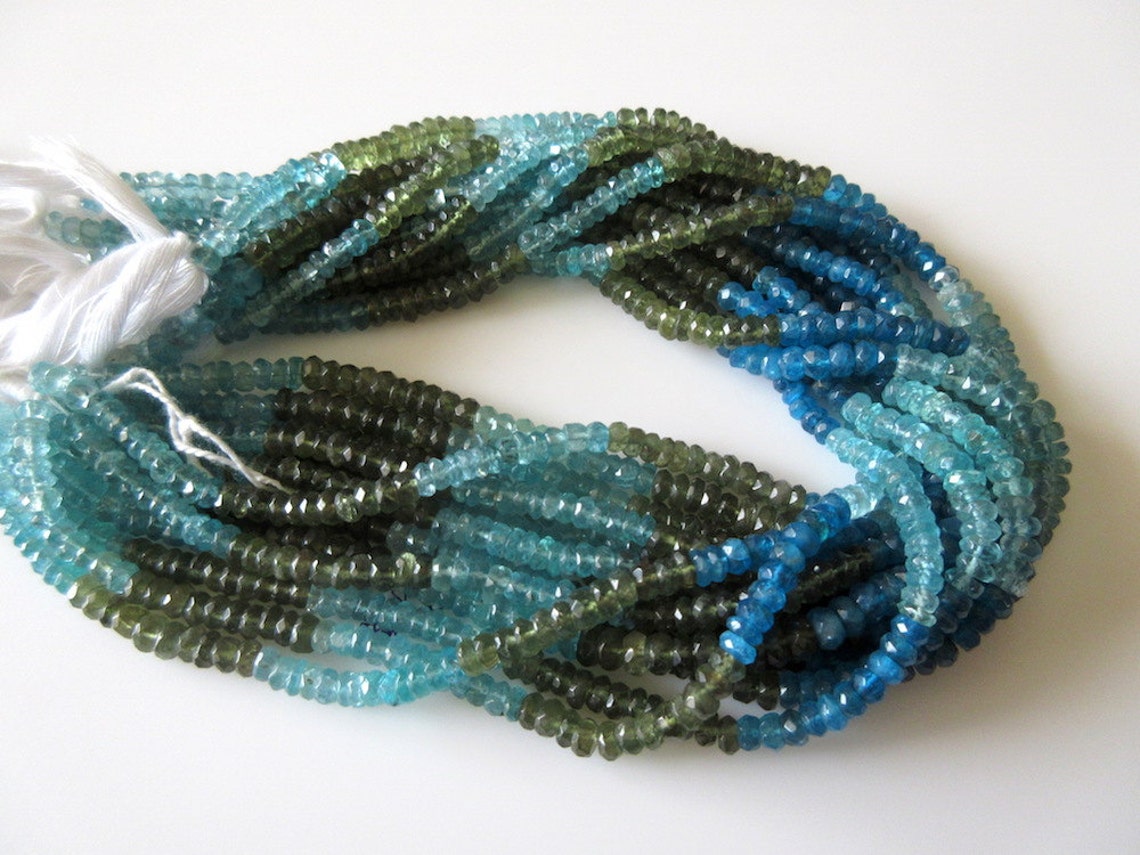 Natural Blue Apatite Rondelle Faceted Beads – 3x3mm – 13” Strand – AAA Quality – India