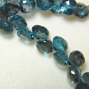 London Blue Topaz Beads, Blue Topaz Onion Briolettes, Faceted Beads, 6mm Beads, 10 Pieces, SKU-DSCN5793